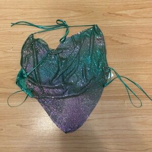 Urban Outfitters Sparkly Backless Green Top Size M